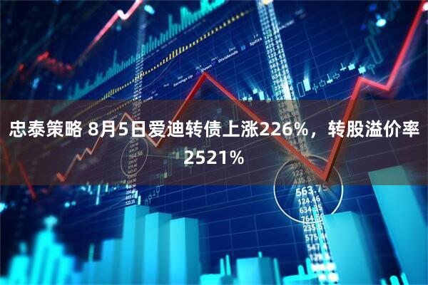 忠泰策略 8月5日爱迪转债上涨226%，转股溢价率2521%